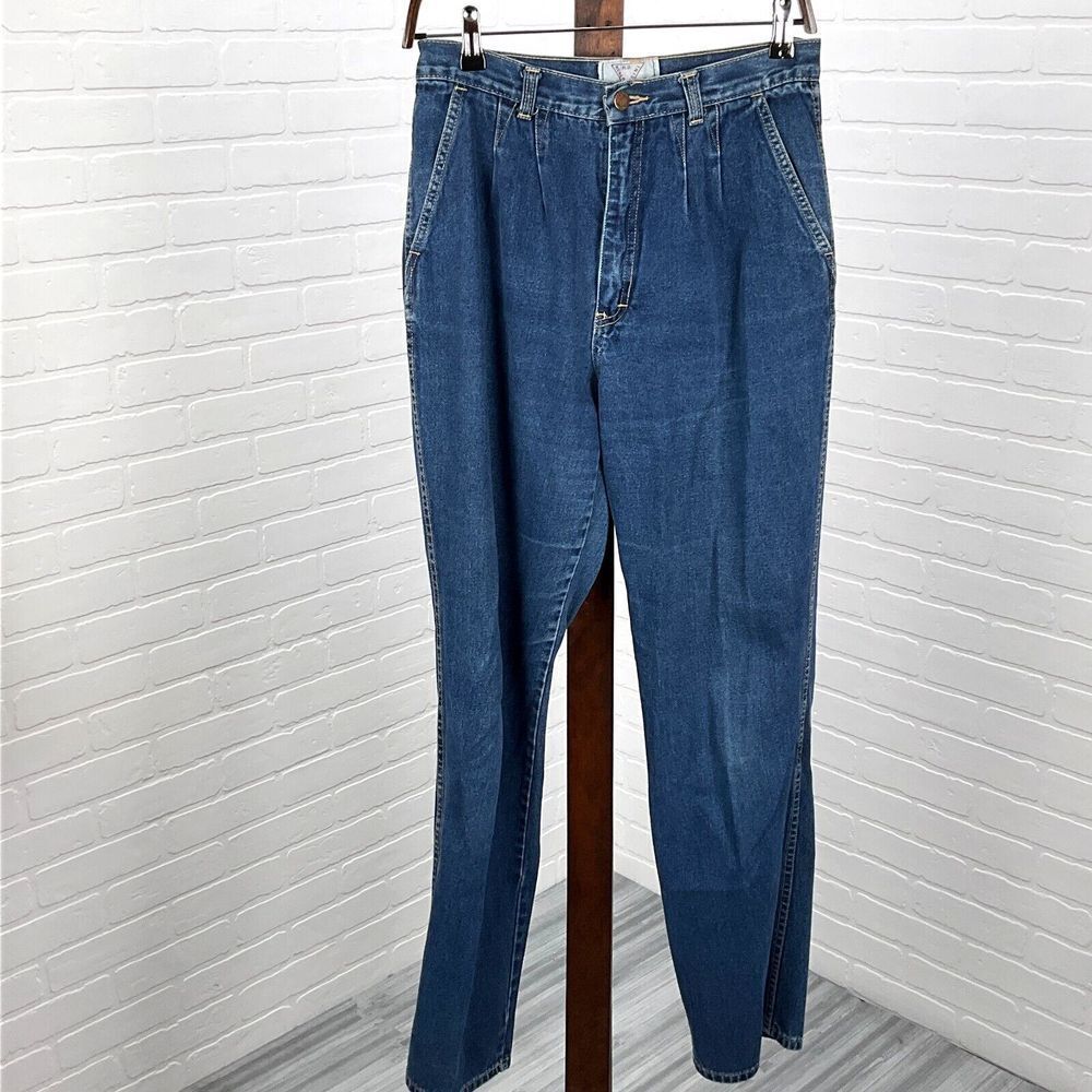 Robert Orsini Jeans Women 27Wx31L Blue Trouser Pleat Preppy Denim High Rise VTG‎